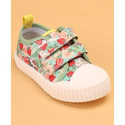 Cute Walk by Babyhug Causal Shoes with Velcro Closure & Floral Print - Green