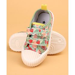 Cute Walk by Babyhug Causal Shoes with Velcro Closure & Floral Print - Green