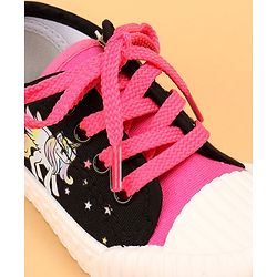 Cute Walk by Babyhug Lace Up Causal Shoes With Unicorn Print - Black