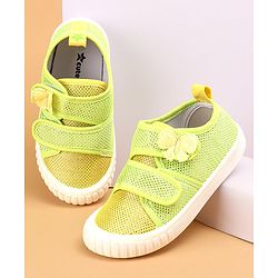 Cute Walk by Babyhug Velcro Closure Causal Shoes with Butterfly Applique - Green