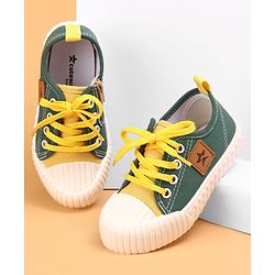 Cute Walk by Babyhug Lace Up Casual Canvas Shoes Patch Applique - Green