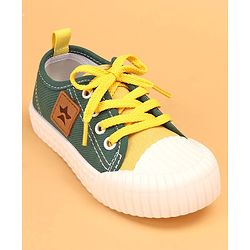 Cute Walk by Babyhug Lace Up Casual Canvas Shoes Patch Applique - Green