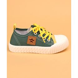 Cute Walk by Babyhug Lace Up Casual Canvas Shoes Patch Applique - Green