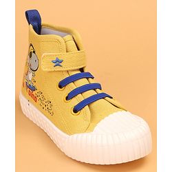 Cute Walk by Babyhug Causal Shoes with Velcro Closure  &  Dino Print - Yellow
