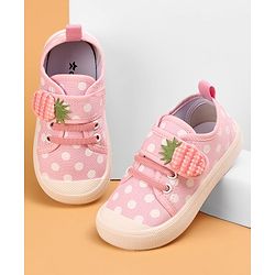 Cute Walk by Babyhug Slip On Casual Shoes with Velcro Closure Polka Dots Print - Pink