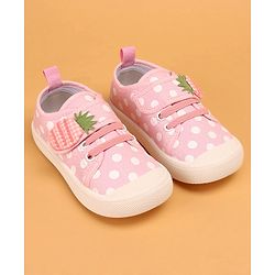 Cute Walk by Babyhug Slip On Casual Shoes with Velcro Closure Polka Dots Print - Pink