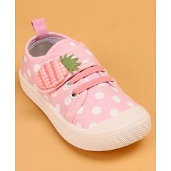 Cute Walk by Babyhug Slip On Casual Shoes with Velcro Closure Polka Dots Print - Pink