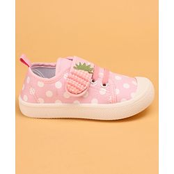 Cute Walk by Babyhug Slip On Casual Shoes with Velcro Closure Polka Dots Print - Pink