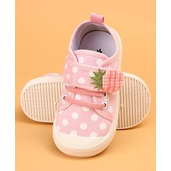 Cute Walk by Babyhug Slip On Casual Shoes with Velcro Closure Polka Dots Print - Pink