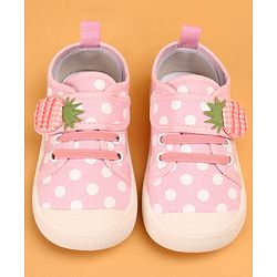 Cute Walk by Babyhug Slip On Casual Shoes with Velcro Closure Polka Dots Print - Pink