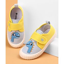 Cute Walk by Babyhug Casual Shoes with Velcro Closure & Dinosaur Patch - Yellow