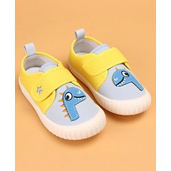 Cute Walk by Babyhug Casual Shoes with Velcro Closure & Dinosaur Patch - Yellow