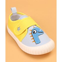 Cute Walk by Babyhug Casual Shoes with Velcro Closure & Dinosaur Patch - Yellow