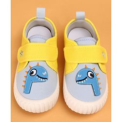 Cute Walk by Babyhug Casual Shoes with Velcro Closure & Dinosaur Patch - Yellow