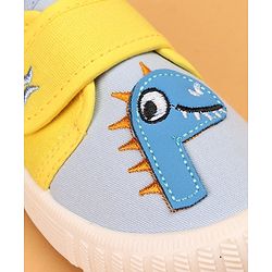 Cute Walk by Babyhug Casual Shoes with Velcro Closure & Dinosaur Patch - Yellow