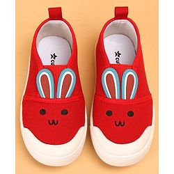 Cute Walk by Babyhug Casual Shoes with Bunny Face Applique - Red