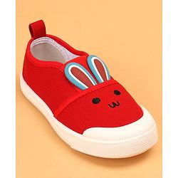 Cute Walk by Babyhug Casual Shoes with Bunny Face Applique - Red