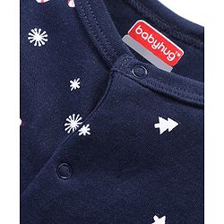 Babyhug Cotton Knit Full Sleeves Sleep Suits With Stripes & Santa Claus Print Pack Of 3 - Red Navy & Light Grey
