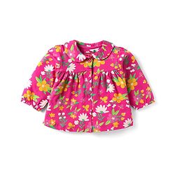 Babyhug Cotton Knit Full Sleeves Peter Pan Collared Night Suit With Floral Print - Dark Pink