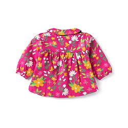 Babyhug Cotton Knit Full Sleeves Peter Pan Collared Night Suit With Floral Print - Dark Pink
