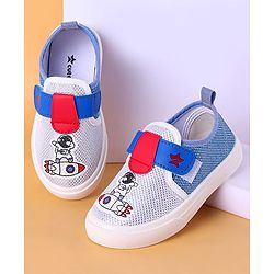 Cute Walk by Babyhug Slip On Casual Shoes with Velcro Closure Astronaut Print - White & Blue