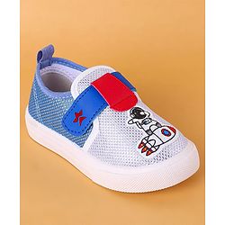 Cute Walk by Babyhug Slip On Casual Shoes with Velcro Closure Astronaut Print - White & Blue