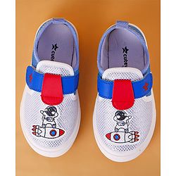 Cute Walk by Babyhug Slip On Casual Shoes with Velcro Closure Astronaut Print - White & Blue