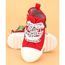 Cute Walk by Babyhug Lace up Casual Shoes With Dino Applique - Red