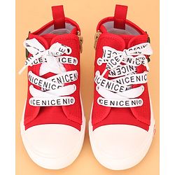Cute Walk by Babyhug Lace up Casual Shoes With Dino Applique - Red