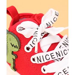 Cute Walk by Babyhug Lace up Casual Shoes With Dino Applique - Red