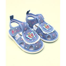 Cute Walk by Babyhug Sandals With Velcro Closure & Butterfly Applique - Blue