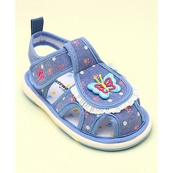 Cute Walk by Babyhug Sandals With Velcro Closure & Butterfly Applique - Blue