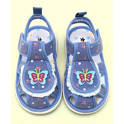 Cute Walk by Babyhug Sandals With Velcro Closure & Butterfly Applique - Blue