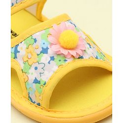 Cute Walk by Babyhug Sandals With Velcro Closure & Floral Applique - Bright Yellow