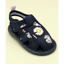 Cute Walk by Babyhug Sandals With Velcro Closure & Floral Applique - Navy