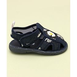 Cute Walk by Babyhug Sandals With Velcro Closure & Floral Applique - Navy