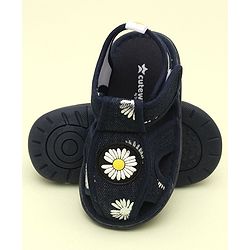Cute Walk by Babyhug Sandals With Velcro Closure & Floral Applique - Navy