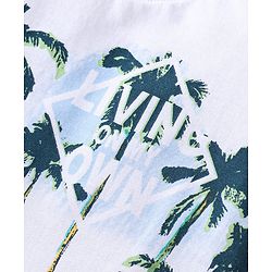 Babyhug Cotton Knit Half Sleeves T-Shirt & Shorts Set With Beach Theme Print - White & Green