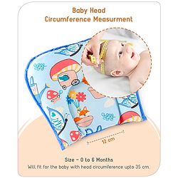 Babyhug 100% Cotton Mattress Set with Mosquito Net & Mushroom Print - Blue