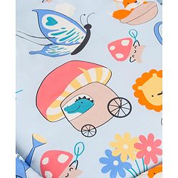 Babyhug 100% Cotton Mattress Set with Mosquito Net & Mushroom Print - Blue