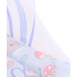Babyhug 100% Cotton Mattress Set with Mosquito Net & Mushroom Print - Blue