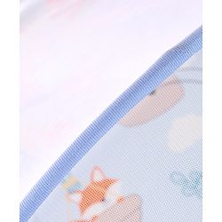 Babyhug 100% Cotton Mattress Set with Mosquito Net & Mushroom Print - Blue