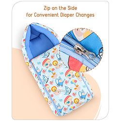 Babyhug Cotton Sleeping Bag Cum Carry Nest Mushroom & Animal Print - Blue