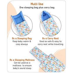 Babyhug Cotton Sleeping Bag Cum Carry Nest Mushroom & Animal Print - Blue