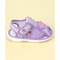 Cute Walk by Babyhug Velcro Closure Sandals with Floral Applique  - Purple