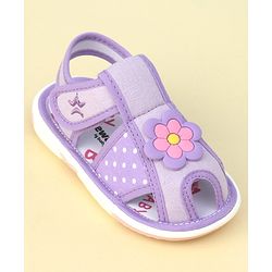 Cute Walk by Babyhug Velcro Closure Sandals with Floral Applique  - Purple