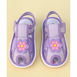 Cute Walk by Babyhug Velcro Closure Sandals with Floral Applique  - Purple