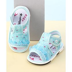 Cute Walk By Babyhug Sandals With Velcro Closure & Mesh Detailing - Aqua Blue