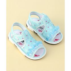 Cute Walk By Babyhug Sandals With Velcro Closure & Mesh Detailing - Aqua Blue