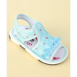 Cute Walk By Babyhug Sandals With Velcro Closure & Mesh Detailing - Aqua Blue